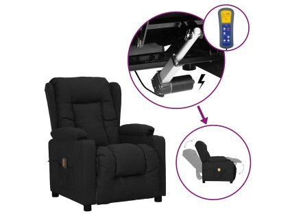 vidaXL Zvedací masážní křeslo černé textil