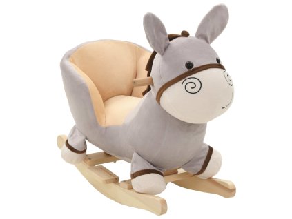 vidaXL Houpací oslík s opěradlem plyš 60 x 32 x 55 cm šedý