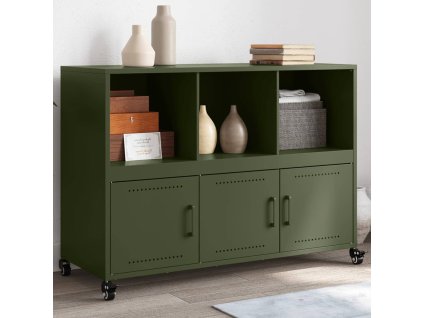 vidaXL Příborník olivově zelený 100,5 x 39 x 72 cm ocel