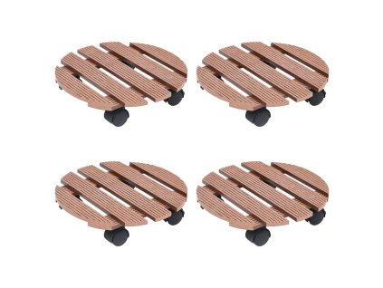 vidaXL Vozíky na rostliny 4 ks hnědé Ø 30 x 7,5 cm WPC