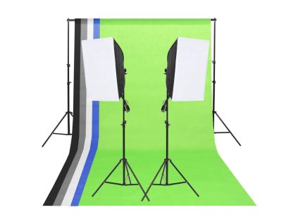 vidaXL Sada studiových světel s pozadími a softboxy