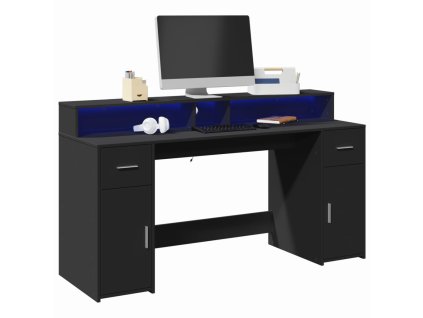 vidaXL Psací stůl s LED světly černý 160 x 55 x 91 cm kompozitní dřevo