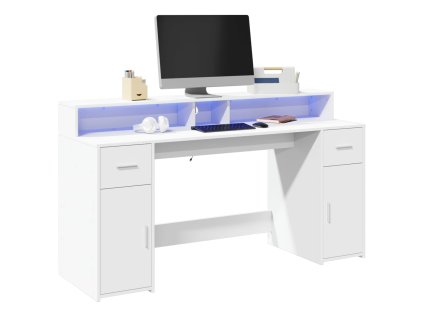vidaXL Psací stůl s LED světly bílý 160 x 55 x 91 cm kompozitní dřevo