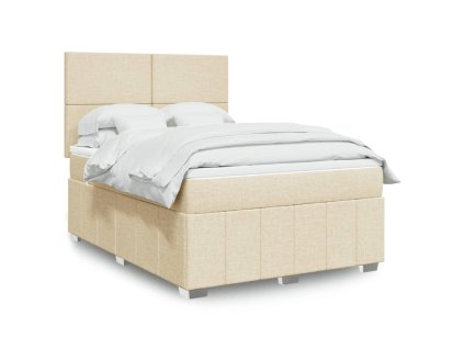 vidaXL Box spring postel s matrací krémová 160x200 cm textil