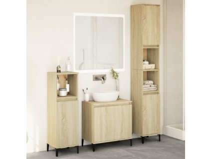 vidaXL 3dílný set koupelnového nábytku dub sonoma kompozitní dřevo