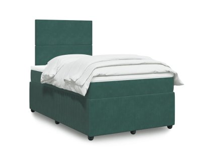 vidaXL Box spring postel s matrací tmavě zelená 120 x 200 cm samet