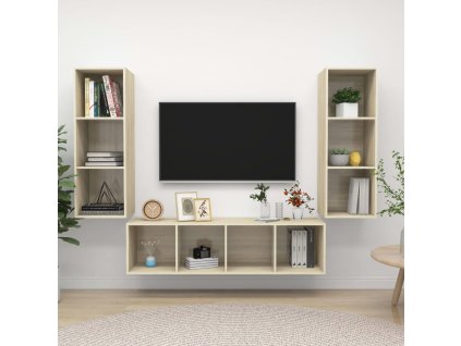 vidaXL 3dílný set TV skříněk dub sonoma kompozitní dřevo