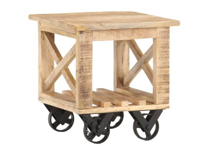 vidaXL Odkládací stolek s kolečky 40 x 40 x 42 cm hrubý mangovník