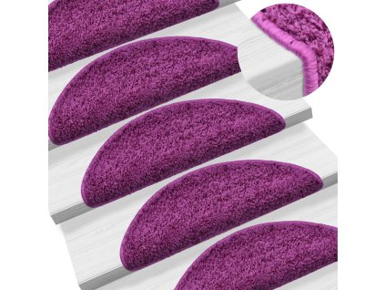 vidaXL Schodové rohože 15 ks 65 x 21 x 4 cm fialové půlkulaté velké