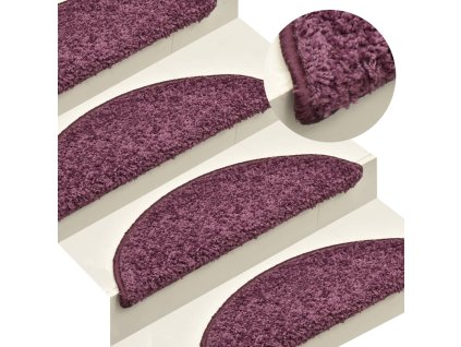 vidaXL Schodové rohože 15 ks 65 x 21 x 4 cm tmavě fialové, půlkulaté, velké