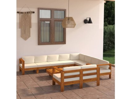 vidaXL 10dílná zahradní sedací souprava s polštáři 100 x 60 cm akáciové dřevo