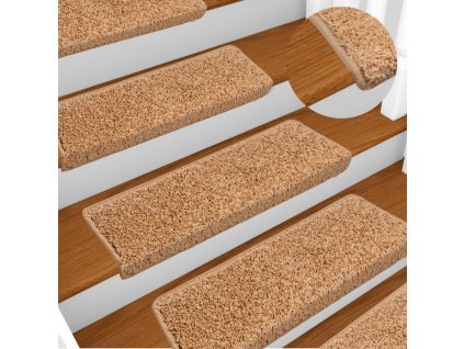 vidaXL Schodové rohože 15 ks 65 x 21 x 4 cm béžové s obdélníkovým okrajem