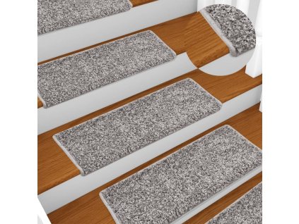 vidaXL Schodové rohože 15 ks 65 x 21 x 4 cm šedé s obdélníkovým okrajem