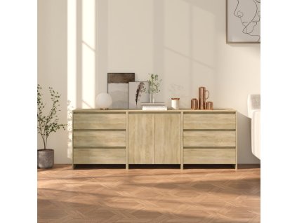 vidaXL 3dílný příborník dub sonoma kompozitní dřevo