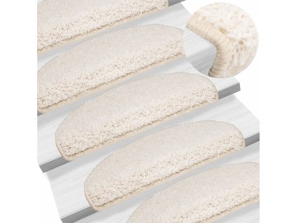 vidaXL Schodové rohože 15 ks 65 x 21 x 4 cm bílé, půlkulaté, velké