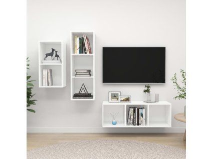 VidaXL 3dílný set TV skříněk bílý dřevotříska