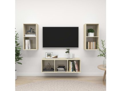 vidaXL 3dílný set TV skříněk dub sonoma kompozitní dřevo