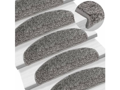 vidaXL Schodové rohože 15 ks 65 x 21 x 4 cm šedé, půlkulaté, velké