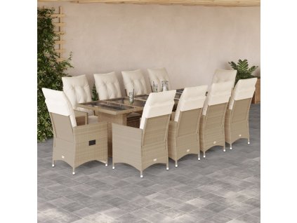 vidaXL 11dílný zahradní bistro set s poduškami béžový polyratan