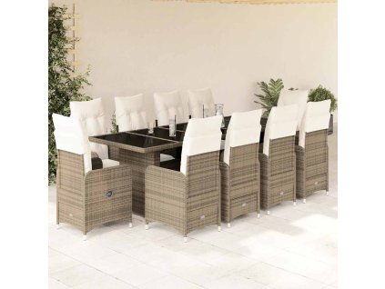 vidaXL 11dílný zahradní bistro set s poduškami béžový polyratan