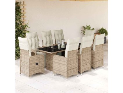 vidaXL 9dílný zahradní bistro set s poduškami hnědý polyratan