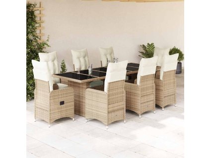 vidaXL 9dílný zahradní bistro set s poduškami béžový polyratan