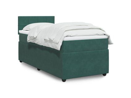 vidaXL Box spring postel s matrací tmavě zelená 90x200 cm samet