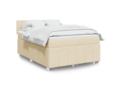 vidaXL Box spring postel s matrací krémová 140x200 cm textil