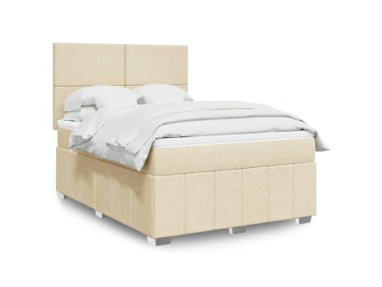 vidaXL Box spring postel s matrací krémová 140x200 cm textil