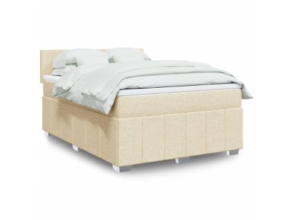vidaXL Box spring postel s matrací krémová 140x200 cm textil