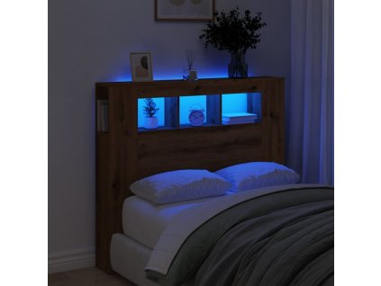 vidaXL Čelo postele LED dub artisan 120x18,5x103,5 cm kompozitní dřevo