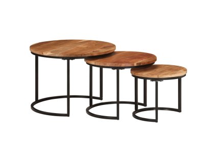 vidaXL Hnízdové stolky 3 ks masivní akáciové dřevo