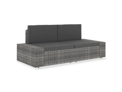 vidaXL Dílčí pohovka 2místná polyratan šedá