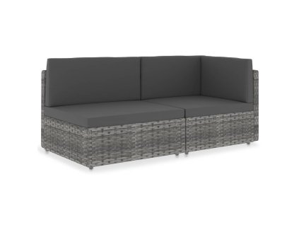 vidaXL Dílčí pohovka 2místná polyratan šedá