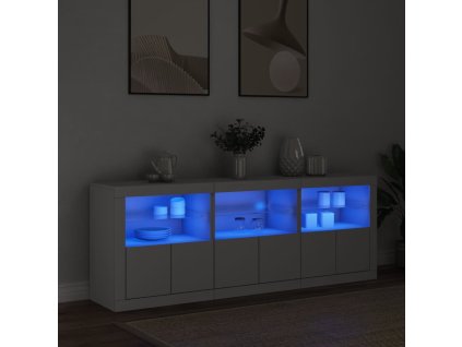 vidaXL Příborník s LED osvětlením bílý 181,5 x 37 x 67 cm