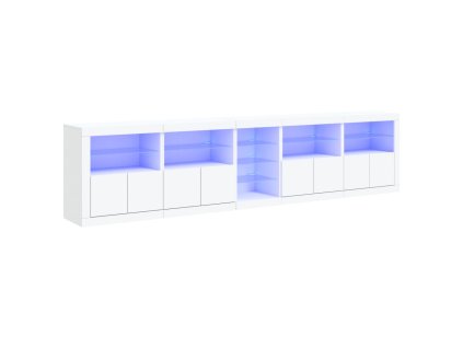 vidaXL Příborník s LED osvětlením bílý 283 x 37 x 67 cm