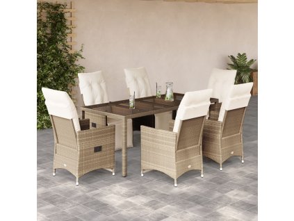 vidaXL 7dílný zahradní bistro set s poduškami béžový polyratan