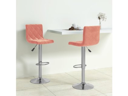 vidaXL Barové stoličky 2 ks růžové samet