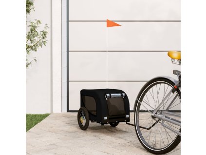 vidaXL Vozík za kolo pro psa černý oxfordská tkanina a železo