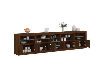 vidaXL Příborník s LED osvětlením hnědý dub 283 x 37 x 67 cm