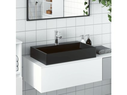 vidaXL Umyvadlo 60x38x11 cm minerální/mramorový kompozit černé