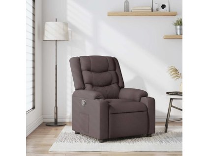 vidaXL Polohovací křeslo tmavě hnědé textil