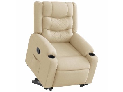 vidaXL Zvedací polohovací křeslo krémové textil