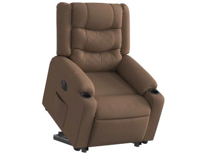 vidaXL Elektrické zvedací polohovací křeslo hnědé textil