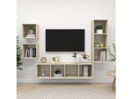 vidaXL 4dílný set TV skříněk dub sonoma kompozitní dřevo