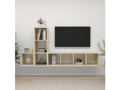 vidaXL 3dílný set TV skříněk dub sonoma dřevotříska