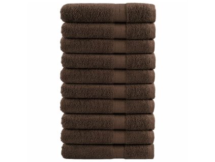 vidaXL Prémiové ručníky SOLUND 10 ks hnědé 100x200 cm 600 g/m²
