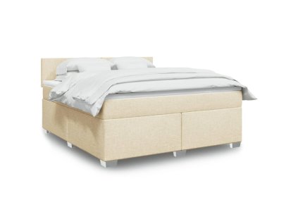 vidaXL Box spring postel s matrací krémová 180x200 cm textil