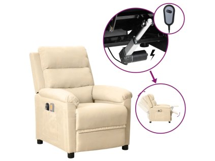 vidaXL Elektrické masážní křeslo krémové textil