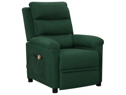 vidaXL Masážní křeslo tmavě zelené textil